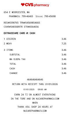 Pharmacy Receipt 1